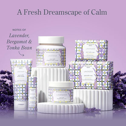 Beekman 1802 Goat Milk Body Soap Bar, Lavender - Scented - 9 oz - Nourishes, Moisturizes & Hydrates - 100% Vegetable Soap with Lactic Acid - Good for Sensitive Skin - Cruelty Free