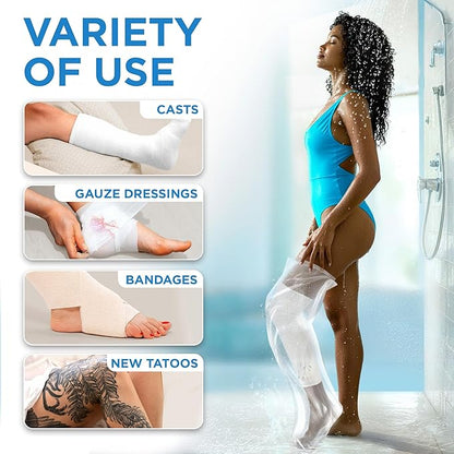 Mighty-X 100% Waterproof Cast Covers for Shower Leg - Tight Seal - 2pk Reusable Adult Full Leg Cast Protectors - Thigh, Knee, Ankle, Foot - Strong and Durable