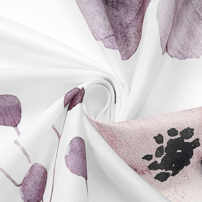 Gibelle Small Stall Shower Curtain 36 x 72, Narrow Half Watercolor Floral Fabric Shower Curtain, Plum Beige Flower Decorative Bathroom Shower Curtain Set