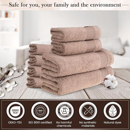 HALLEY Turkish Cotton Towels (Set of 8) 2 Bath Towels 2 Hand Towels 4 Washcloths, Super Soft Highly Absorbent 100% Cotton Towels for Bathroom and Kitchen for Mother’s Day (Taupe)