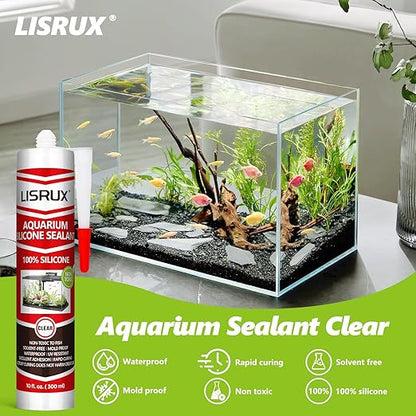 4 Pack Aquarium Silicone Clear Sealant, High Elasticity, Safe for Fish,Fast Curing Waterproof Aquarium Safe Silicone,10 Fl Oz Non-Toxic Fish Tank Safe Sealant,Strong Adhesion