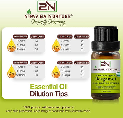 Bergamot Essential Oil USDA Certified Organic, 100% Pure Natural Premium Grade, Undiluted