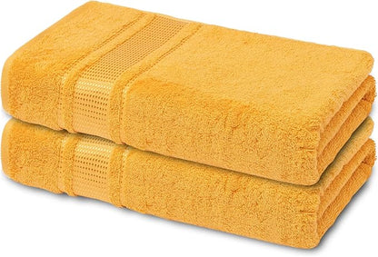 Melissa Linen, 2 Piece Bath Towel Set, 100% Turkish Cotton Bath Towels for Bathroom, Absorbent, Quick Dry, Durable and Soft Shower Towel, 28 in x 55 in, Spa and Hotel Quality, Yellow