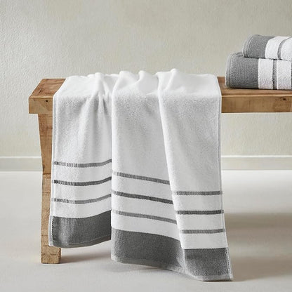 Great Bay Home Decorative Bath Towel Set - Luxury Cotton 4 Pack 54x27 Bath Towel Set - Luxurious, Ultra-Soft, Durable Towels for Bathroom Decor (Dark Grey/Light Grey)