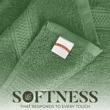 RIVERSIDE 100% Ring Spun Cotton Large Bath Towels Set of 4, 27 x 54 – Quick Dry, Soft & Highly Absorbent Towels for Shower & Bathroom – Luxury 600 GSM Towels for Home, Spa, Gym, Hotel, Sage Green