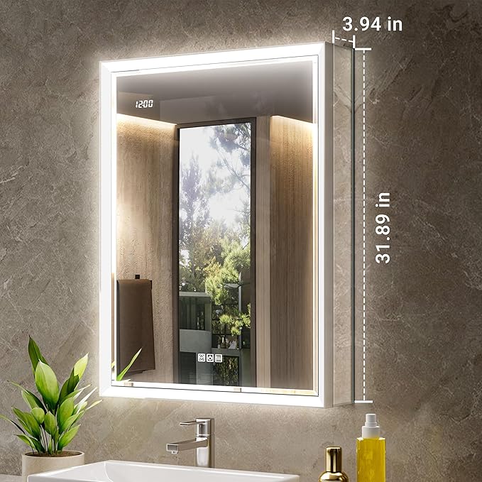 Side Mirrored Kits, 4'' W x 32'' H Decorative Side Mirrors Set of 2 for 32-Inch-Height Beveled Lighted Mirror Cabinet Surface-Mounting-Use Only (for Model-Anglora)