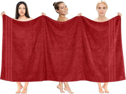 DAN RIVER 2 Pack Luxury Bath Sheets 35x70, 600 GSM, Soft & Quick Dry 100% Ring Spun Cotton Towels Ideal for Hotels, Spas, Gyms & Salons Extra Large, Red