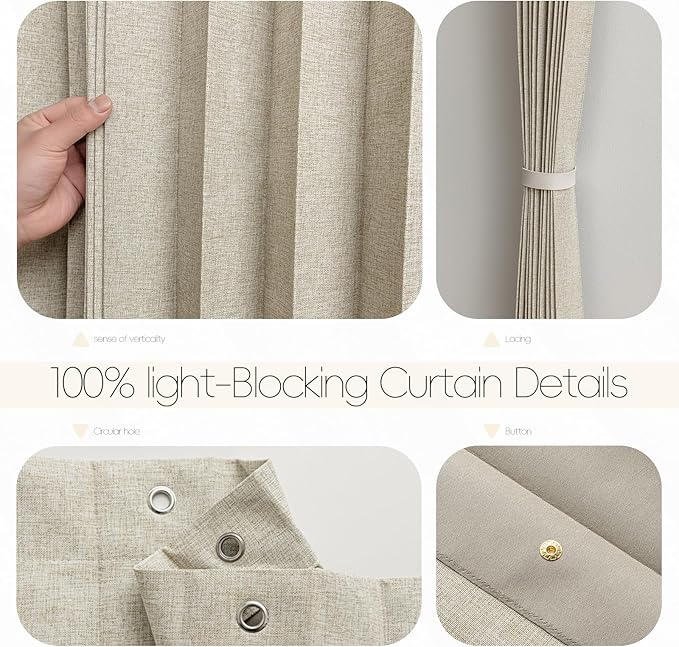 100% Blackout Fabric Folding Door Curtain with Magnetic Closure - Accordion Style for Sliding Doors, Closets,Wardrobe and Temporary Door Solutions Doorway Curtains（W42 x L78, Beige 1 Panel）