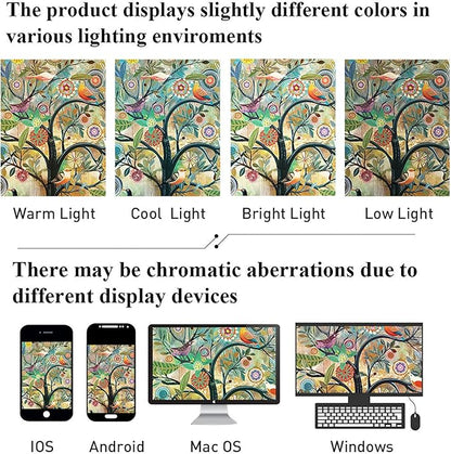 Bohemian Shower Curtain, Boho Floral Print Water Repellent Polyester Fabric for Bathroom Decor, 72×72 Inch Standard Size with 12 Hooks, Also as Room Divider