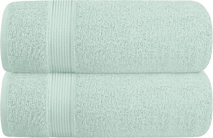 Elvana Home Cotton 2 Pack Oversized Bath Towel Set 28x55 inches, Large Bath Towels, Ultra Absorbant Compact Quickdry & Lightweight Towel, Ideal for Gym Travel Camp Pool - Sea Green