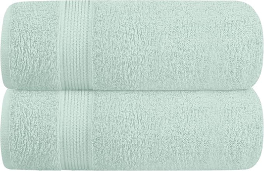 Elvana Home Cotton 2 Pack Oversized Bath Towel Set 28x55 inches, Large Bath Towels, Ultra Absorbant Compact Quickdry & Lightweight Towel, Ideal for Gym Travel Camp Pool - Sea Green