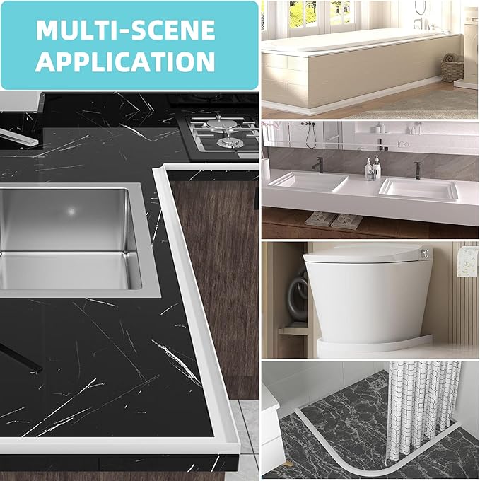 Shower Threshold Water Dam,Walk in Shower Water Guard, Shower Dam Water Barrier Bathroom Sink Splash for Dry And Wet Separation Caulk Seal Strip Edge Trim (78Inch, Transparent)