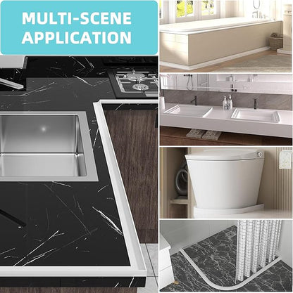 Shower Threshold Water Dam,Walk in Shower Water Guard, Shower Dam Water Barrier Bathroom Sink Splash for Dry And Wet Separation Caulk Seal Strip Edge Trim (78Inch, Transparent)