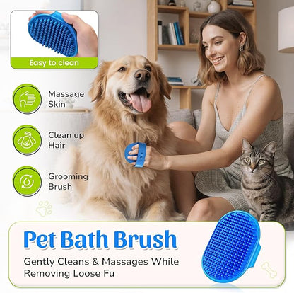 Dog Washing Hose Attachment–ALL IN ONE Dog Bath Supplies,Hose Soap Sprayer,Dog Washing Kit,Dog Drying Towel,Dog Tooth Brush, Dog Washing Brush, Dog Bath Scrubber and Dog Shampoo Brush
