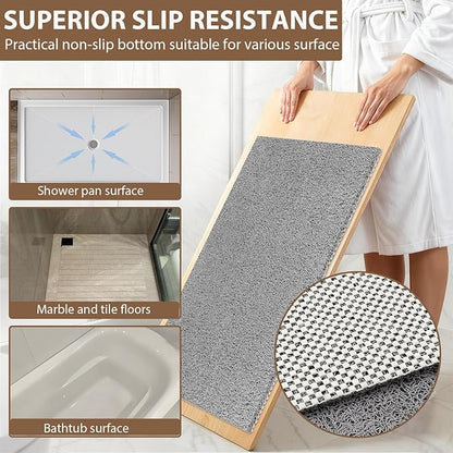 Shower Mat Non Slip: 47.2 x 31.5 Inch Extra Large Shower Mats for Inside Shower with Drain Hole - Soft PVC Loofah Anti Slip Shower Stall Mat for Walk-in Shower and Bathroom, Quick Drying