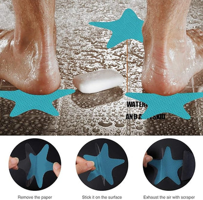 Anti Slip Shower Stickers Safety Bathtub Strips Adhesive Decals with Premium Scraper (Blue)