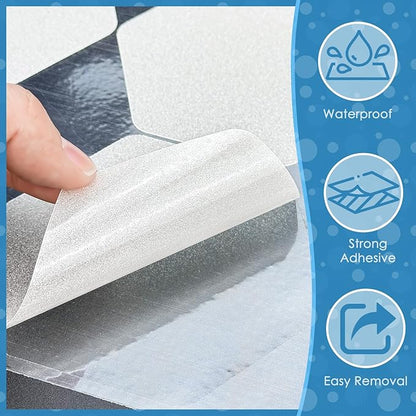 S&X 24 Pcs Non Slip Bathtub Stickers (Large 4" Round), Invisible Clear High Traction Grit Dots, Anti Slip Safety Treads for Tub, Shower Floor with Scraper