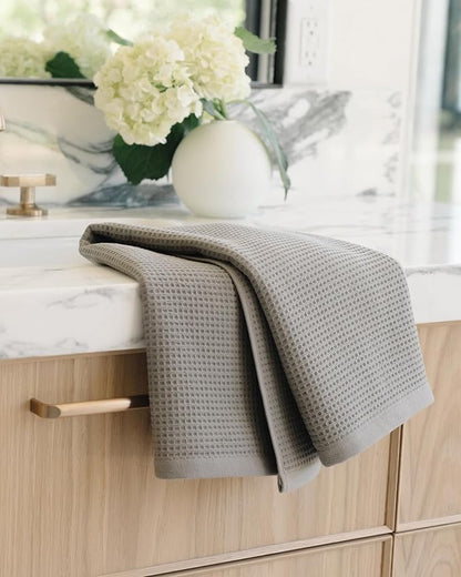 Cozy Earth Waffle Hand Towels - 60% Cotton 40% Viscose from Bamboo Hand Towels 20 x 30 Inches - Soft & Absorbent Terry, Reversible Mini Textured Waffle & Weave Pattern - 2 Pack