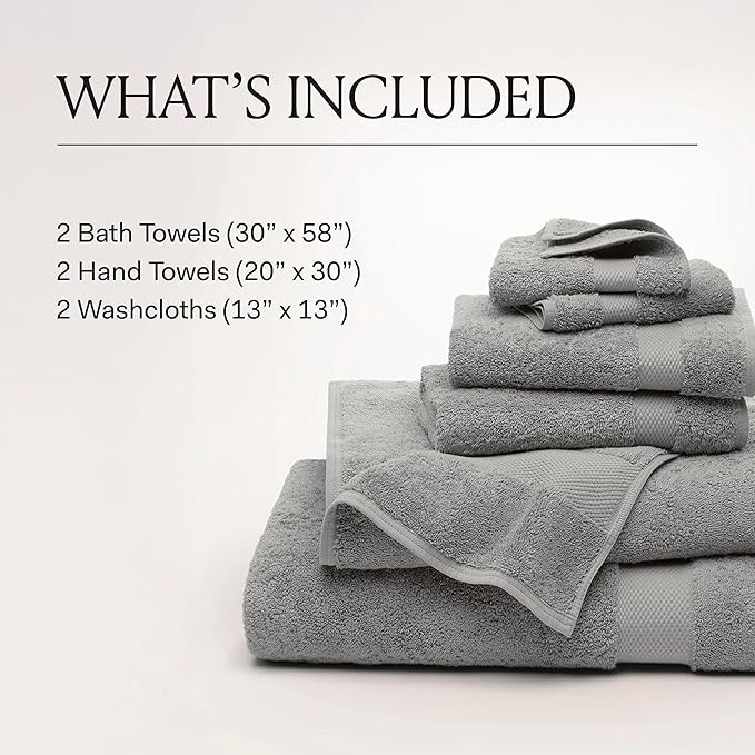 BOLL & BRANCH Plush Bath Towel Set - Dusty Rose - 6 Piece - Includes 2 Bath Towels, 2 Hand Towels & 2 Washcloths - 100% Organic Cotton - Ultra Soft & Luxurious - Quick Absorbing