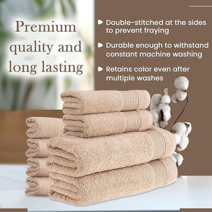 HALLEY Turkish Cotton Towels (Set of 8) 2 Bath Towels 2 Hand Towels 4 Washcloths, Super Soft Highly Absorbent 100% Cotton Towels for Bathroom and Kitchen for Mother’s Day (Tan)
