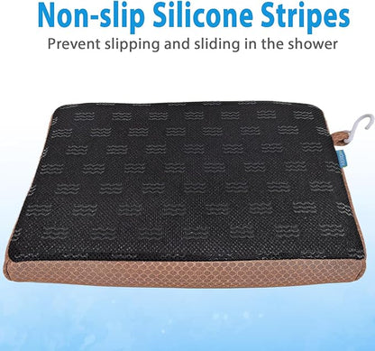 AEROiVi Shower Seat Cushion, Shower Chair Cushion for Transfer Benches in Bathtub, Cushion for Sauna, 3D Mesh Pad with Hook, Slip-Resistant, Design for Elderly, Senior, Handicap Disabled