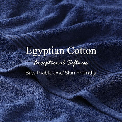 Superior Egyptian Cotton Face Towel/Washcloth Set, Small Towels for Home Bathroom, Master, Guest Bath, Decor Essentials, Quick Dry, Absorbent, Spa, Hotel, Resort, Adult, Kids, Set of 10, Navy Blue