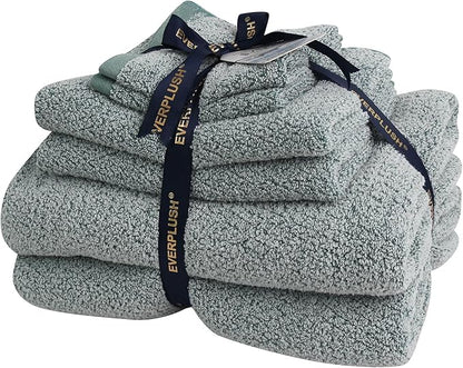 Everplush Diamond Jacquard 6 Pieces Bath Towel Set, Luxury Super Soft Oversized everplush Towels, Highly Absorbent everplush Diamond Jacquard Quick Dry Bath Towel for Bathroom Lagoon