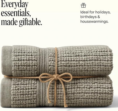 Preston Lane Douro Washcloth Set – 2 Pack Luxury Cotton Towels, Ultra Soft & Absorbent, Quick-Dry Spa-Quality Bathroom Towels, Made in Portugal, Eucalyptus