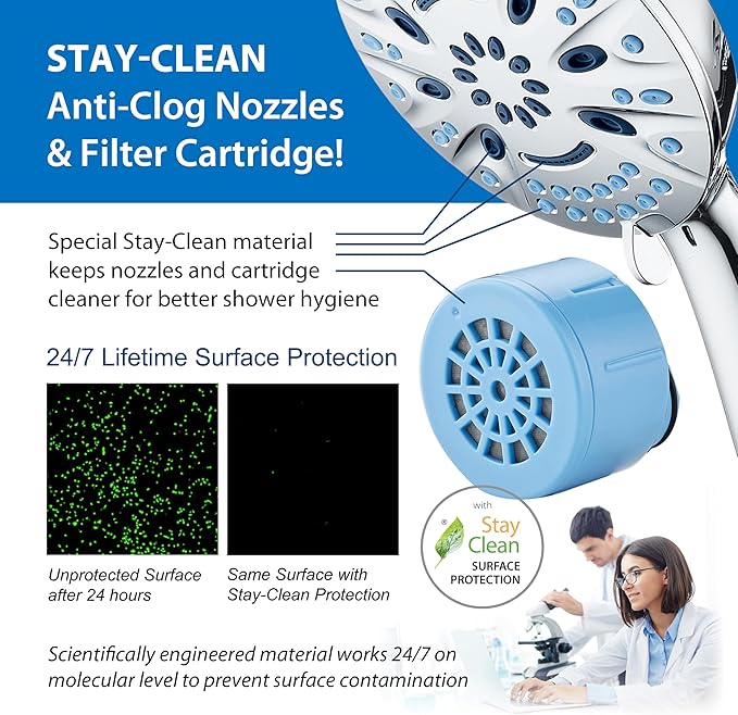 AquaCare Magneton 8-setting Magnetic Docking Hand Shower with Built-in Shower Filter - On/Off Filtration Modes, Instant Cartridge Reload, Stay-Clean KDF Cartridge, 6 ft. Steel Hose, Chrome Finish