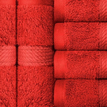BLUENILEMILLS Premium Towel Collection, Egyptian Cotton Towels for Shower and Bathroom Assorted 4-Piece Hand Towel Set, 20" x 30", Red by Blue Nile Mills
