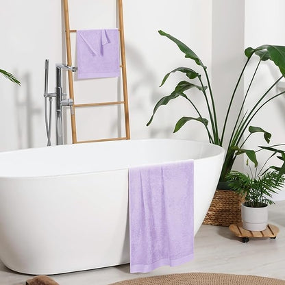 Ultra Soft 3 Pack Cotton Towel Set, Contains a Bath Towels 28x55 inch, a Hand Towels 16x24 inch & a Wash Coths 12x12 inch, Ideal Everyday use, Compact & Lightweight - Purple