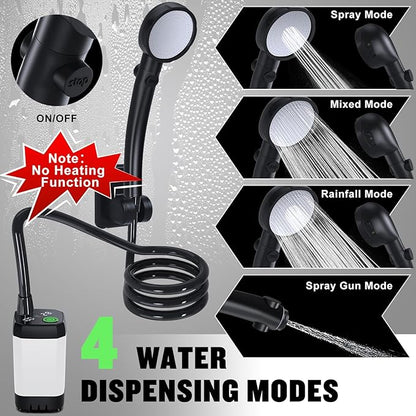 Portable Shower for Camping, [Long-Lasting] Spopal 6000mAh Rechargeable Camping Shower with Intelligent LED Display, 4 Spray Modes, IPX7 Waterproof Outdoor Camp Pump for Hiking, Travel, Car, Pet