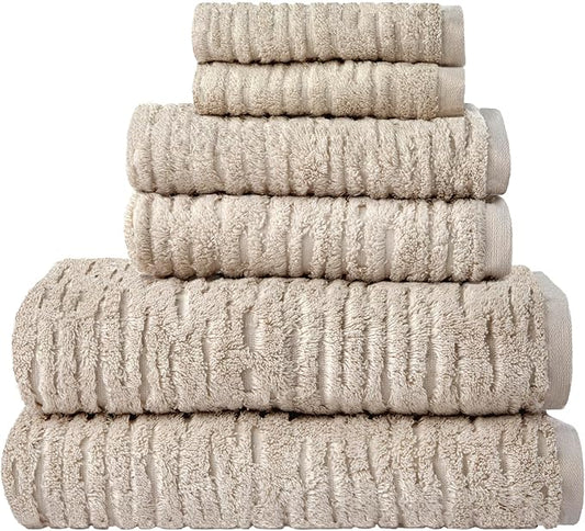 SKL Home CloudSoft Cotton Luxury 6-Piece Towel Set, Oatmeal