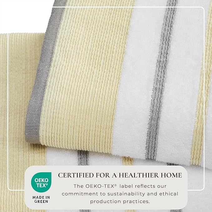 Great Bay Home Decorative Bath Towel Set - Luxury Cotton 4 Pack 54x27 Bath Towel Set - Luxurious, Ultra-Soft, Durable Towels for Bathroom Decor (Gold/Grey)