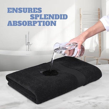 White Classic Black Bath Towels 27x54 Inch, Cotton Towel Set for Bathroom, Hotel, Gym, Spa, Soft Extra Absorbent Quick Dry 4 Pack