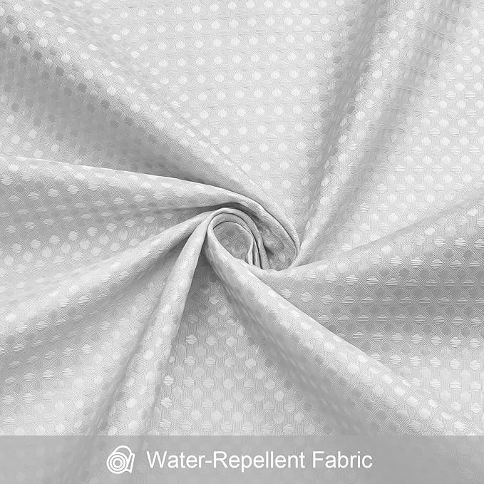 3 in 1 Extra Long Light Grey Shower Curtain Set-72 W x 84 H, Modern Waffle and PEVA Liner Set with 12 Stainless Steel Hooks, Waterproof Fabric for Bathroom