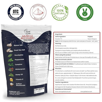 FOOT CURE Premium Epsom Salt Foot Soak - Tea Tree Oil Foot Soak for Athletes - Relaxing Foot Bath with Fungal Support - Foot Soaking Salts & Oils - Soothing for Tired Feet & Calluses (Pack of 4)