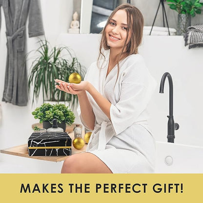 Christmas Gifts, 24K Gold Bath Bombs Set, Deluxe Marble Bath Bomb Gift Set, 9 Bath Bombs for Women & Men, Perfect for Bubble & Spa Bath, Natural Scents, Vanilla Coconut, Lavender, Jasmine & More