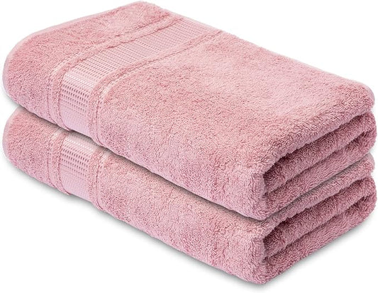 Melissa Linen, 2 Piece Bath Towel Set, Turkish Cotton Bath Towels for Bathroom, Absorbent, Quick Dry, Durable and Soft Shower Towel, 28 in x 55 in, Spa and Hotel Quality, (Pink Bath Towels)