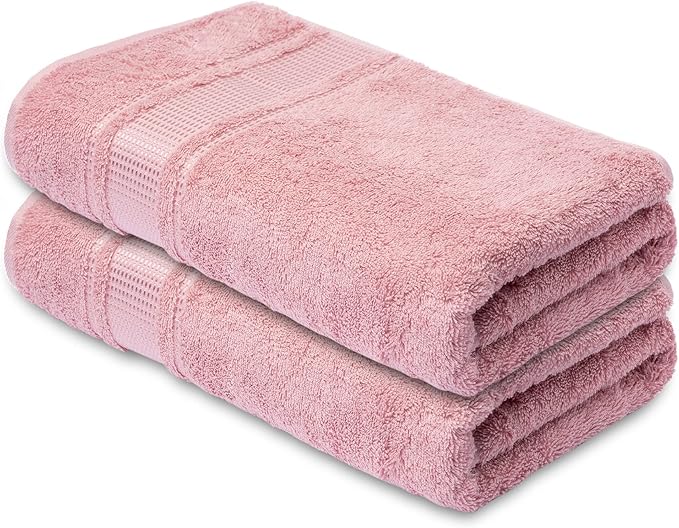 Melissa Linen, 2 Piece Hand Towel Set, 100% Turkish Cotton Face Hand Towels for Bathroom, 20 in x 35 in, Absorbent, Quick Dry, Durable and Soft, Spa and Hotel Quality, Light Pink