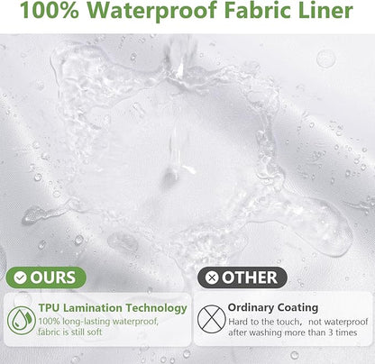No Hook Waffle Weave Shower Curtain Set with Snap-in Fabric Liner and Mesh Top Window,256GSM Heavy Duty Fabric,Cream Washable Luxury Shower Curtain for Bathroom Stalls (72x75 Inch)