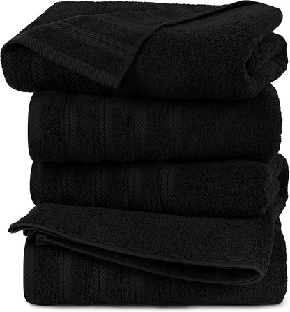 Utopia Towels 4 Pack Premium Extra Large Bath Towels Set, (30 x 60 Inches) 100% Ring Spun Cotton 500GSM, Lightweight and Highly Absorbent Quick Drying Towels, Perfect for Daily Use (Black)