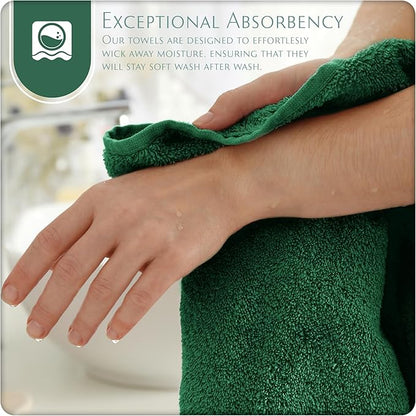 MAURA Basics Hand Towels for Bathroom with Hanging Hook Loops. Soft, Durable, Long Lasting and Absorbent Hand Towel Sets for Bathroom, American Standard Size 16"x28", Hunter Green