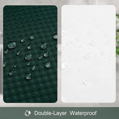 3 in 1 Long Dark Green Shower Curtain Set-72 W x 78 H, Modern Waffle and PEVA Liner Set with 12 Stainless Steel Hooks, Waterproof Fabric for Bathroom