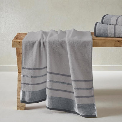 Great Bay Home Decorative Bath Towel Set - Luxury Cotton 4 Pack 54x27 Bath Towel Set - Luxurious, Ultra-Soft, Durable Towels for Bathroom Decor (Grey)