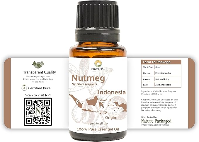 Nutmeg Essential Oil - Direct from Central Java, Indonesia - Pure Essential Oils for Diffusers, Muscle Relief and Aromatherapy | Premium Therapeutic Grade (2lbs)