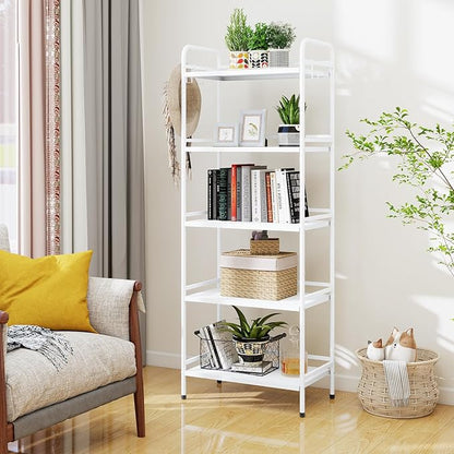 HDANI Storage Shelves,5-Tier Metal Storage Rack with Shelf,Shelf Organizer,Garage Standing Shelving Unit for Laundry,Bathroom,Kitchen,Pantry, Closet,23.6''W X 13.8''D X 63''H,White
