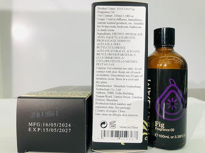 MAYJAM 100ML/3.38FL.OZ Fig Fragrance Oils with Glass Dropper, Essential Oils for Diffusers for Home, Long Lasting Scented Oils for Diffusers Soap Candle Making