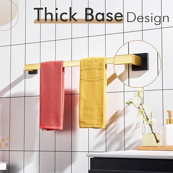 KOKOSIRI 24-Inch Towel Bars for Bathroom Wall Mounted Kitchen Towel Rack Holder T-304 Stainless Steel Matte Black and Brushed Gold, B4003GDK-L24
