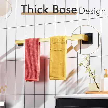KOKOSIRI 24-Inch Towel Bars for Bathroom Wall Mounted Kitchen Towel Rack Holder T-304 Stainless Steel Matte Black and Brushed Gold, B4003GDK-L24